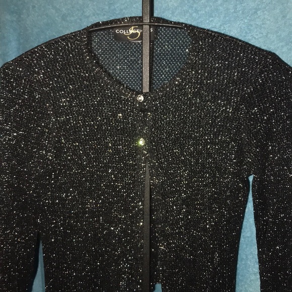 Sheer Sparkly Cardigan Sweater w Diamond Buttons - Picture 5 of 5